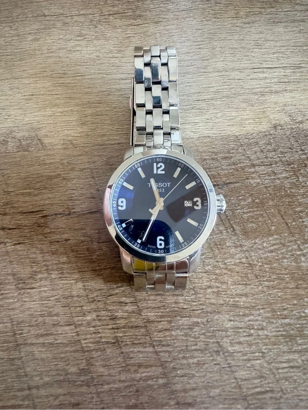 Tissot Black Dial Silver-Tone Bracelet Watch